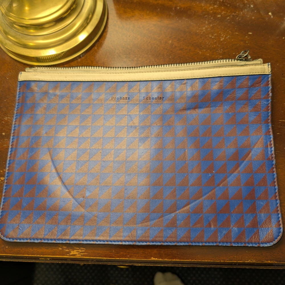 Proenza Schouler Geometric Blue and Cream Laptop Bag